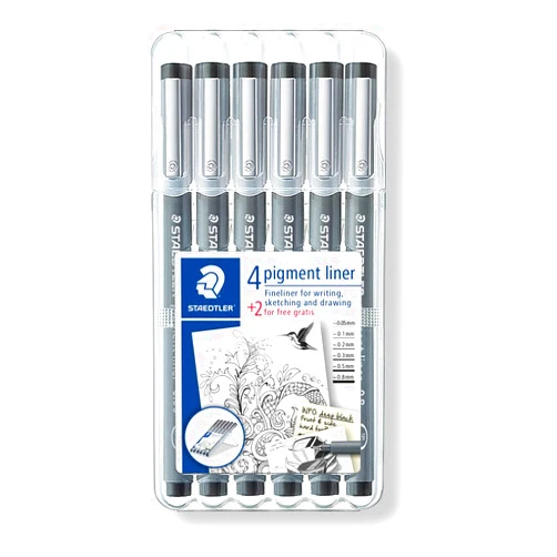 STAEDTLER Pigment Liner Bonus Sketch Set of 6 Liners for the Regular Price of 4(2 free), 308 SB6P