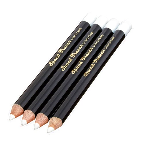 The Cut Buddy White Speed Tracer Barber Pencil 4 Pack + Sharpener, Outline Beard Before Trimming for Shaping Tools, Guides, Hair Trimmer, & Shaver, Cut Buddy