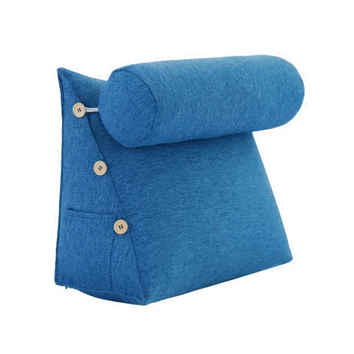 VERCART Bed Wedge Pillow Adjustable Reading Throw Cushions for Sleeping Triangular Bedrest Lumbar Neck Back Support Pillows with Removable Linen Cover, Blue 23.5 Inches