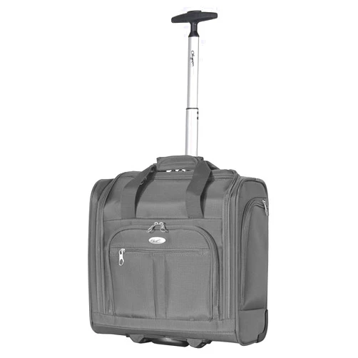 Olympia U.S.A. Olympia Lansing Heavy Duty Rip Stop Nylon Wheeled Carry On Suitcase for Under the Seat Airplane Travel with Divider and Dual Side Zip Pockets, Gray