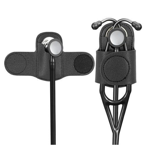 Chihutown Leather Stethoscope Holder Hip Clip, Stethoscope Hip Holder for Waist Belt, Clip-on Stethoscope Holder for Physicians Nurses (black)