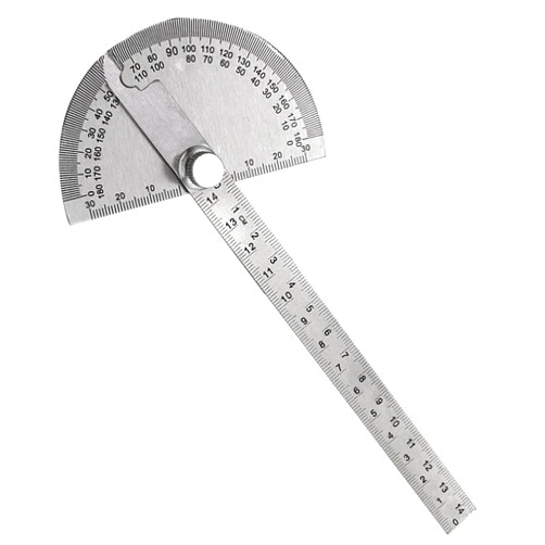 EMVANV Stainless Steel Protractor 0-180 Degrees, Woodworking Ruler Angle Finder, Metal Adjustable General Angle Measuring Tool(Size:0-180 Degrees)