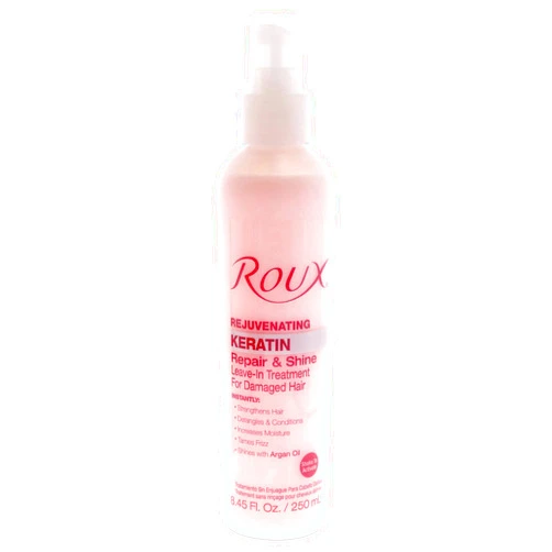 Roux Argan Oil Keratin Repair & Shine Leave in Treatment, Rejuvinating Formula for Damaged Hair, 8.45 Fl Oz