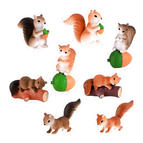 Kvohzbl Squirrel doll Animal Statue， 8 Pcs Cute Squirrel Animal Characters Toys Figurines Playset, Home Garden Cake Decoration, Cake Topper, Brown