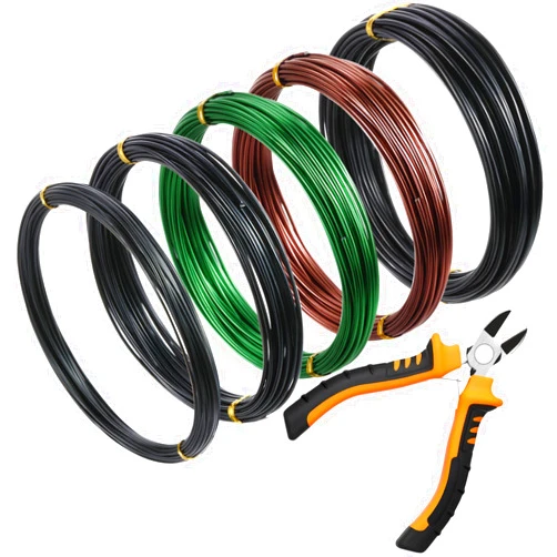 Mudder 5 Roll Aluminum Bonsai Training Wire Tree 160 Feet Total with Bonsai Wire Cutter Anodized Wire 1/1.5/2.0 mm Training Wire for Holding Bonsai Branches Small Trunks
