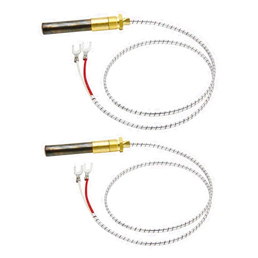 RURBRIN (2PCS) 24” 750mv Thermopile Generators Q313A Fit for Heat Glo Heatilator, 750 Millivolt Fireplace Thermocouple, Fit for Stove Gas Ovens/Gas Fireplace/Water Heater/Frying Furnace (Aluminum)