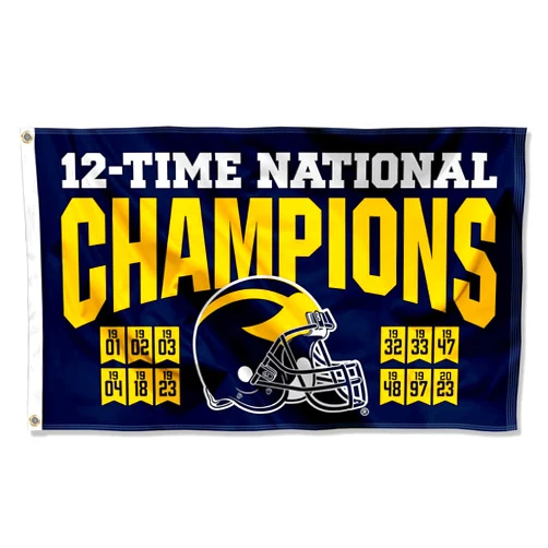 College Flags & Banners Co. Michigan Team University Wolverines 2023 and 12x Time National Champions Banner Flag