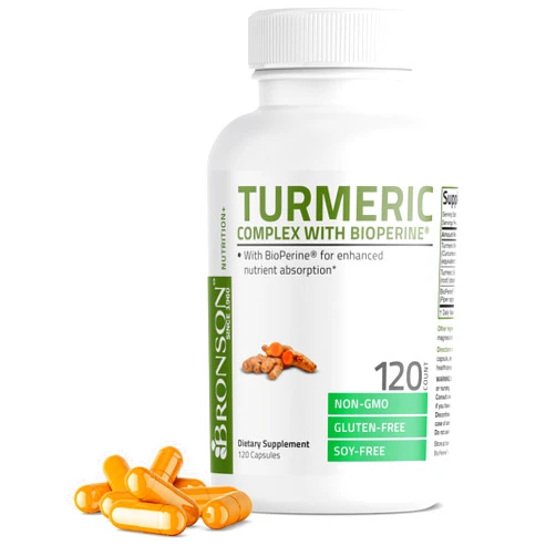 Bronson Turmeric Curcumin with BioPerine - High Potency Premium Joint Support with 95% Standardized Curcuminoids - Non-GMO Capsules with Black Pepper - 120 Count