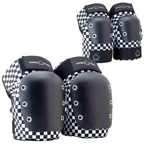 Boardparadise PROTEC KNEE/ELBOW OPEN BACK COMBO SET LARGE CHECKER