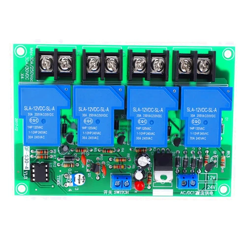 Fafeicy 30A 4 Channel Power Sequence Board, Adjustable Sequential Controller Module for 12V Control with 0.5s to 4s Time Range