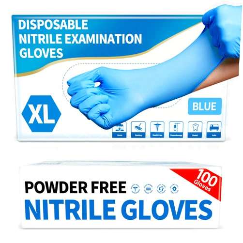 Medguy Medical Blue Nitrile Disposable Exam Gloves, 4.5 Mil 100 Pcs Powder-Free Latex-Free Food-Safe for Lab Cooking Cleaning