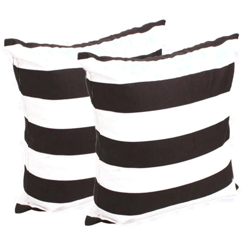 Leaveland White and Black Stripe Set of 2 16x16 Inch Cotton Polyester Square Throw Pillow Case Decorative Durable Cushion Slipcover Home Decor Sofa Standard Size Accent Pillowcase