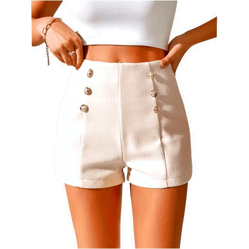 SweatyRocks Women's Casual High Waist Double Breasted Workwear Shorts