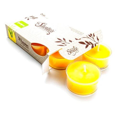 Shortie's Candle Company Lemongrass Premium Tealight Candles - 6 Yellow Highly Scented Tea Lights - Beautiful Candlelight - Made in The USA - Fresh & Clean Collection