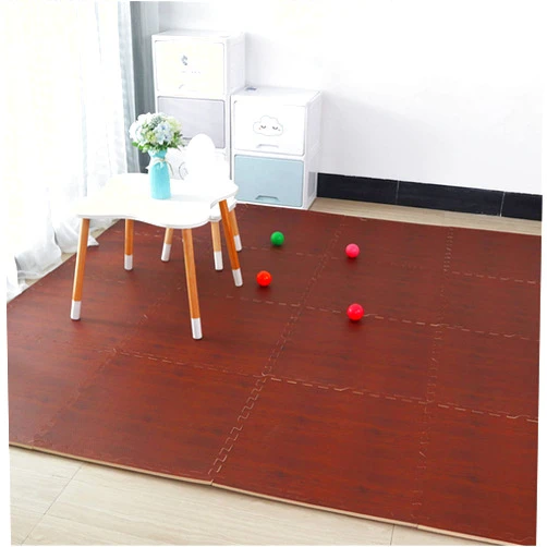 KXMYT Interlocking Soft Kids Baby EVA Foam Activity Play Mat Wood Grain Floor Tiles with Edgings, Thick 1.2 cm, Reversible Non-Toxic Water-Proof, for Indoor/Outdoor,Brown,36pcs