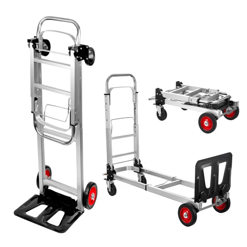 Leomru 2 in 1 Aluminium Hand Truck Dolly 450lbs Capacity, Heavy Duty Convertible Hand Truck W/Pneumatic Wheels, Foldable Dolly Cart Collapsible Dolly for Moving with Retractable Handle