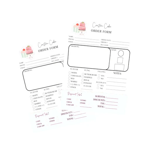 Lashicorn Custom Cake Order Form Sheets | 50 pk | for Bakers Dessert Wedding Birthday Party Cake Form Book Bakers Supplies Small Business Planner 8.5x11” inches