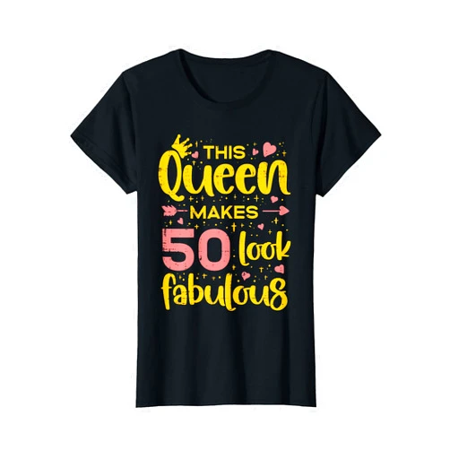 BoredKoalas 50th Bday Shirts 1971 Birthday Gifts Queen Makes 50 Fabulous Happy 50th Birthday Bday Gift Women T-Shirt