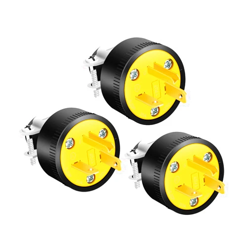 STARELO Electrical Replacement Plug Extension Cord End Black Shell 125V 20A 2Pole 3Wire NEMA 5-20P Industrial Grade 3 Prong Straight Blade Grounding Type 3 pcs(5-20)