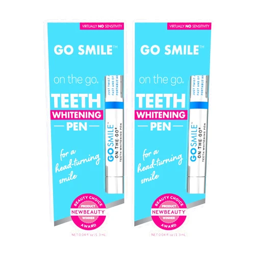 GO SMILE On the Go Teeth Whitening Pen 1.3mL, Portable Whitener & Stain Remover, Whitening Strips Alternative, Quick Dry Brush Applicator, Travel Size Oral Care Gift for Women & Men, Mint, Pack of 2