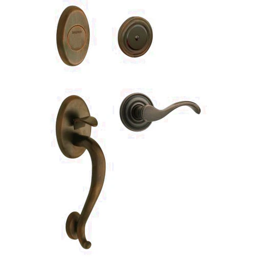 Baldwin 85315.402.LFD Logan Sectional Trim Left Hand Dummy Handleset with Wave Lever, Distressd Oil Rubbed Bronze