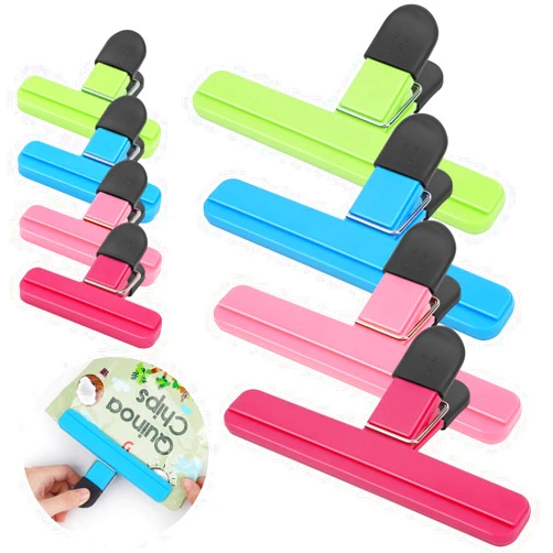 Volenra Chip Food Bag Sealing Clips - 8 Pack Food Clips, Chip Clips Bag Food Clips, Bag Clips for Food Storage with Air Tight Seal Grip, Plastic Clips for Chips, Snacks, Bread, Kitchen Accessories