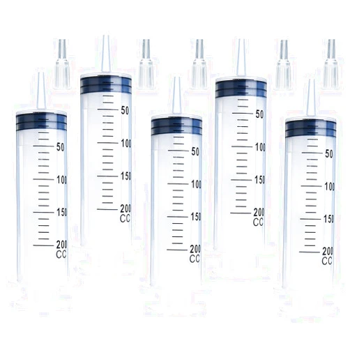 A AKRAF 5pcs 200ml Large Syringe with Cap, Individually Sterile Sealed Plastic Syringes with Measurement for Your Scientific Labs, Measuring Liquids, Feed Pets, Oil or Glue Applicator