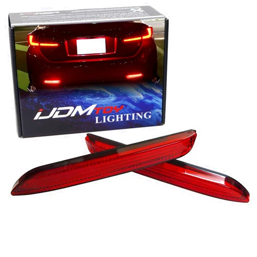 iJDMTOY Red Lens 42-SMD LED Bumper Reflector Lights Compatible With Lexus RC NX IS-F GX etc. Function as Tail, Brake & Rear Fog Lamps