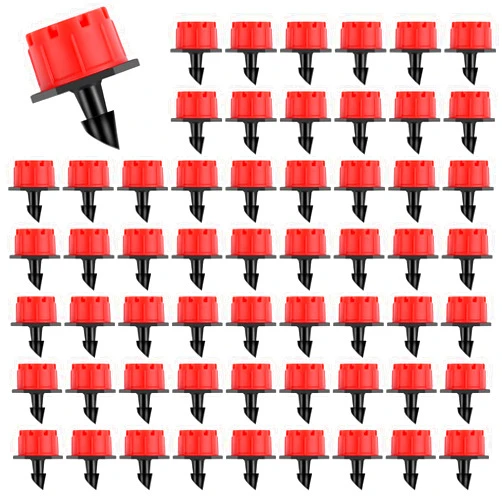 Kalolary 100PCS Adjustable Drip Irrigation Emitters, 1/4 Inch Irrigation Drippers Micro Drip Irrigation Sprinklers for 4/7mm Water Tube 360 Degree Anti-Clogging Emitter Drippers for Watering System