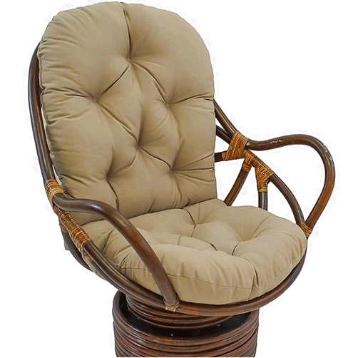 CHFQ Rocker Cushions Replacement, Soft Thicken Washable Solid Twill Swivel Rocker Chair Seat Pads with Pillow for Recliner Rattan Folding Chair Garden Patio Mat (No Chair), Khaki, 47.2x23.6 inch