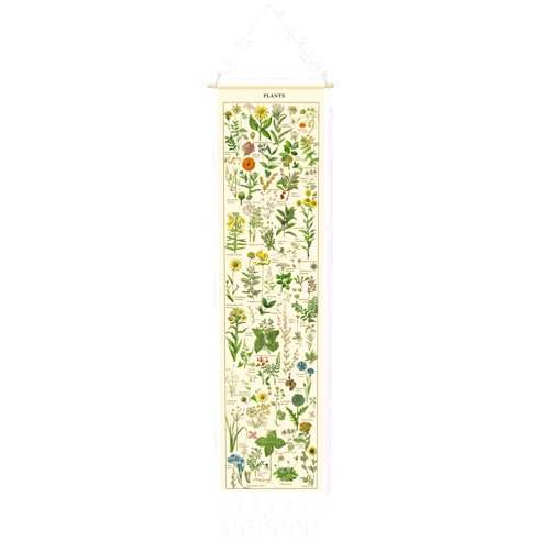 Tegeme Vintage Tapestry 52 x 13 Inch, Long Tapestry Vertical Wall Hanging Reference Illustrative Botanical Tapestry Tassel Tapestry for Bedroom Living Room Home Decoration (Retro, Plants)