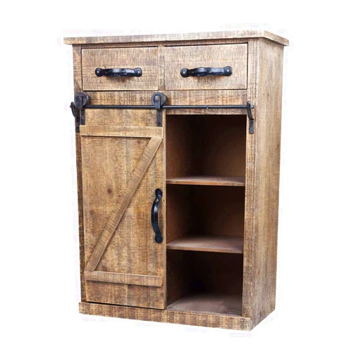 Gharpbik 32''H Rustic Barn Door Wood End Table Wood Console Cabinet, Farmhouse Wood Storage Cabinet Country Vintage Furniture