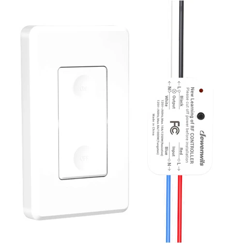 DEWENWILS Wireless Light Switch and Receiver Kit, No in-Wall Wiring Required,Remote Control Wall Switch Lighting Fixture for Ceiling Lights, Fans, Lamps,100 Ft RF Range, Programmable