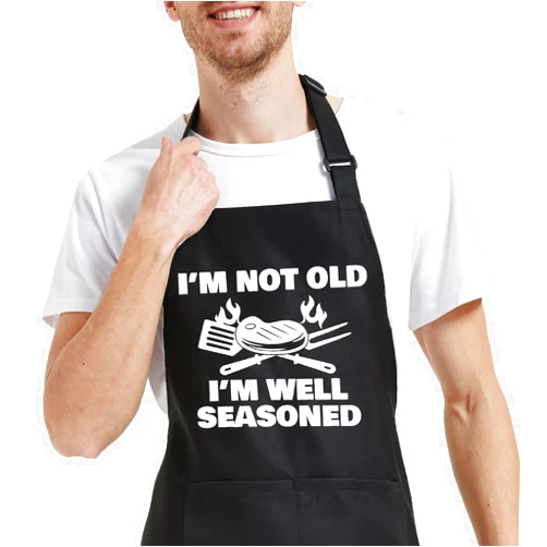 OzosKeiw Funny Cooking Aprons for Women Men with Pocket, Grill Apron with Adjustable Neck Strap, Birthday Gift for Dad Mom