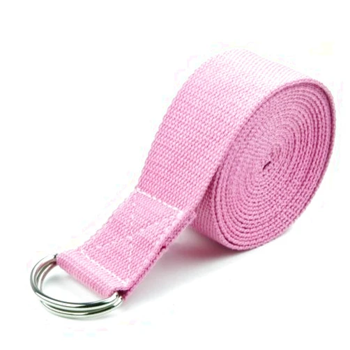 212 Main 10 ft. Extra-Long Cotton Yoga Strap with Metal D-Ring Pink