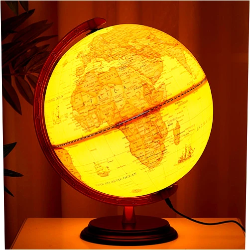Amylove 13'' Illuminated World Globe for Adults 720°/360° Rotation Rewritable Light Up Globe with Stand World Map for Interactive Learning Light with Base Lamp LED Decor(Wood,Vintage)