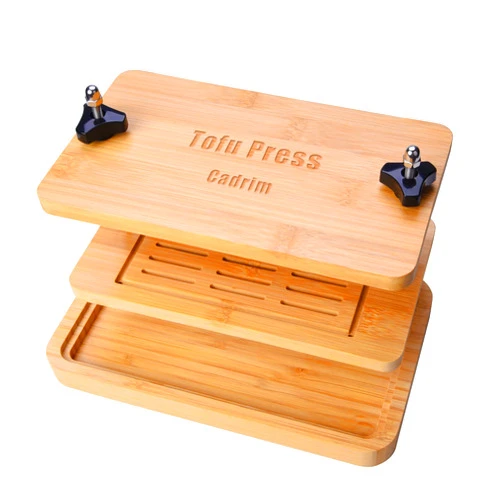 Cadrim Tofu Press, Cadrim Bamboo Tofu Presser with Tofu Strainer and Drip Tray, BPA Free - Easily Remove Water from Tofu and Other Food, Tofu Drainer and Squeezer