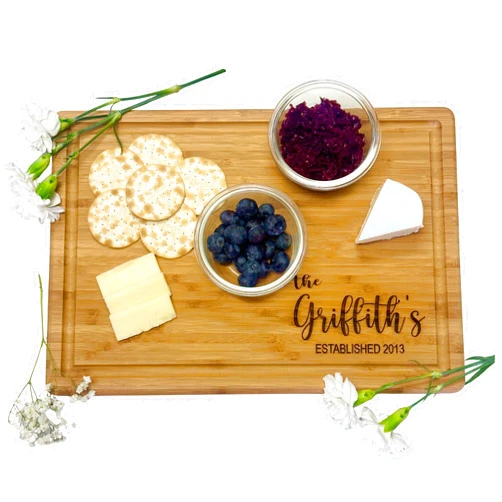 Forever Personalized Personalized Cutting Board, Custom Bamboo Engraved Charcuterie Boards - Present for Wedding, Bridal Shower, Anniversary, Housewarming Gift Idea for Couples, Engraved Chopping Boards.