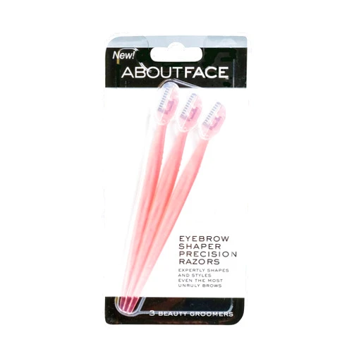 About Face Facial Razor & Eyebrow Shaper (3 Ct) - Removes Peach Fuzz on Cheeks, Chin, or Forehead & Delicately Shapes Eyebrows
