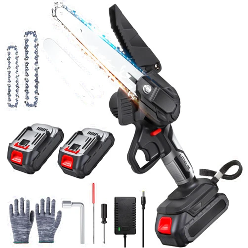 UBYNID Mini Chainsaw Cordless with Battery 6-inch and 4-inch 24V 2-in-1 Mini Electric Chainsaw Set 22000rpm Speed, Portable Chainsaw, Electric for Secateurs,Pruning Shears,Wood Cutting