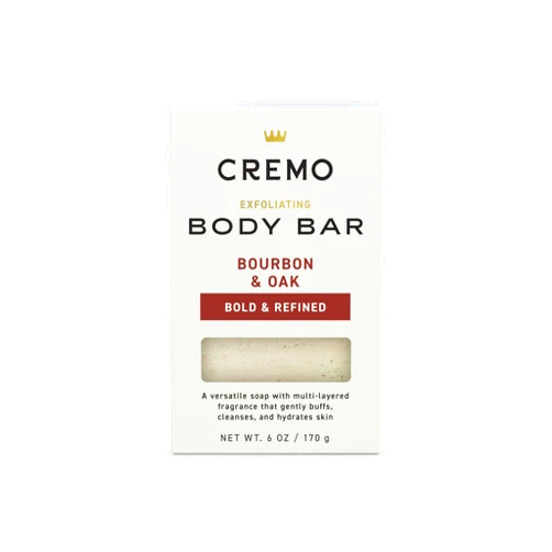 Cremo Exfoliating Body Bars Bourbon & Oak - A Combination of Lava Rock and Oat Kernel Gently Polishes While Shea Butter Leaves Your Skin Feeling Smooth and Healthy