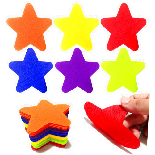 Unixing 30PCS Carpet Markers Spot Star Floor Carpet Seat Position Spots Markers Carpet Velcro Sit Markers, Multicolor Star Sitting Carpet Marker Dots for Kids Classroom Preschool and Kindergarten