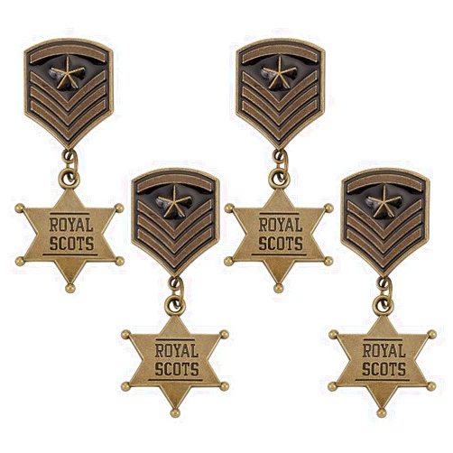 FINGERINSPIRE 4 Pcs Royal Scots Badge Medal Brooch 2.75x1.14 inch Zinc Alloy Royal Scots Enamel Pins Badge Vintage Military Officer Medals Star Shape Medal Brooch Pins for Men's Uniform, Backpack