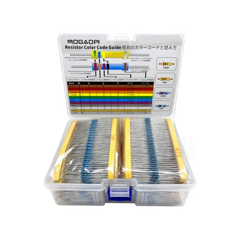 MOGAOPI 2600Pcs 130 Values Resistor Kit, 1 Ohm-3M Ohm with 1% 1/4W Metal Film Resistors Assortment Kit for Electronic Projects