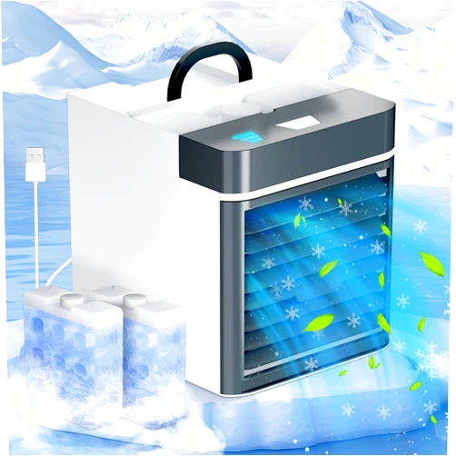 KidzRule Portable Air Conditioners Fan, Mini Air Conditioner with 3 Speeds, Personal Water Ice Air Cooler for Room Desk Office Home Tent (FZ-K01)
