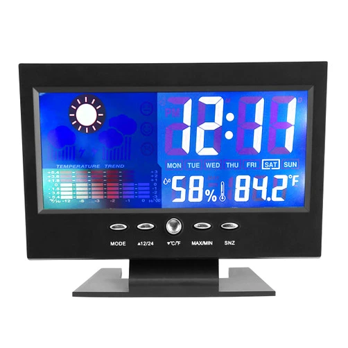 QANYEGN Digital Weather Thermometer, Digital Temperature and Humidity Meter Clock Alarm Clock, Indoor Electronic Weather Forecast Cndar Suitable for Home Use or Gift Giving