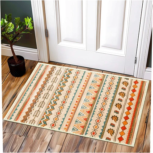 YIMEIS Washable boho Front door mat outside entrance 2x3 entryway rug,Front Door Indoor Entrance,bathroom rugs Low Pile Throw Rugs for Entryway, Kitchen, bath mat Entry rug (boho chromatic, 2 * 3)
