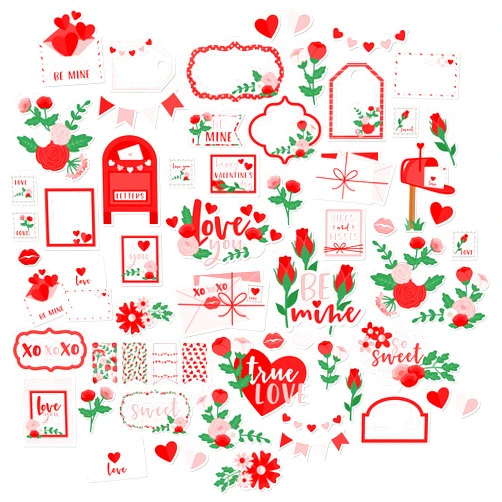 Miss Kate Cuttables Paper Die Cuts - Love Letters - for Valentines Day - Over 60 Cardstock Scrapbook Die Cuts - by Miss Kate Cuttables