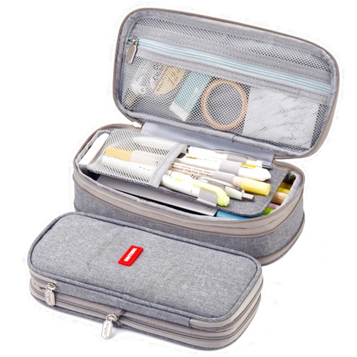 EASTHILL Big Capacity Pencil Pen Case Office College School Large Storage High Capacity Bag Pouch Holder Box Organizer (Gray)