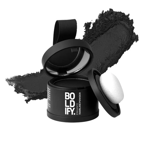 BOLDIFY Hairline Powder - Root Touch Up Hair Color for Gray Coverage - Bald Spot Concealing Hair Powder for Women & Men - 48-Hour Stain-Proof - Black